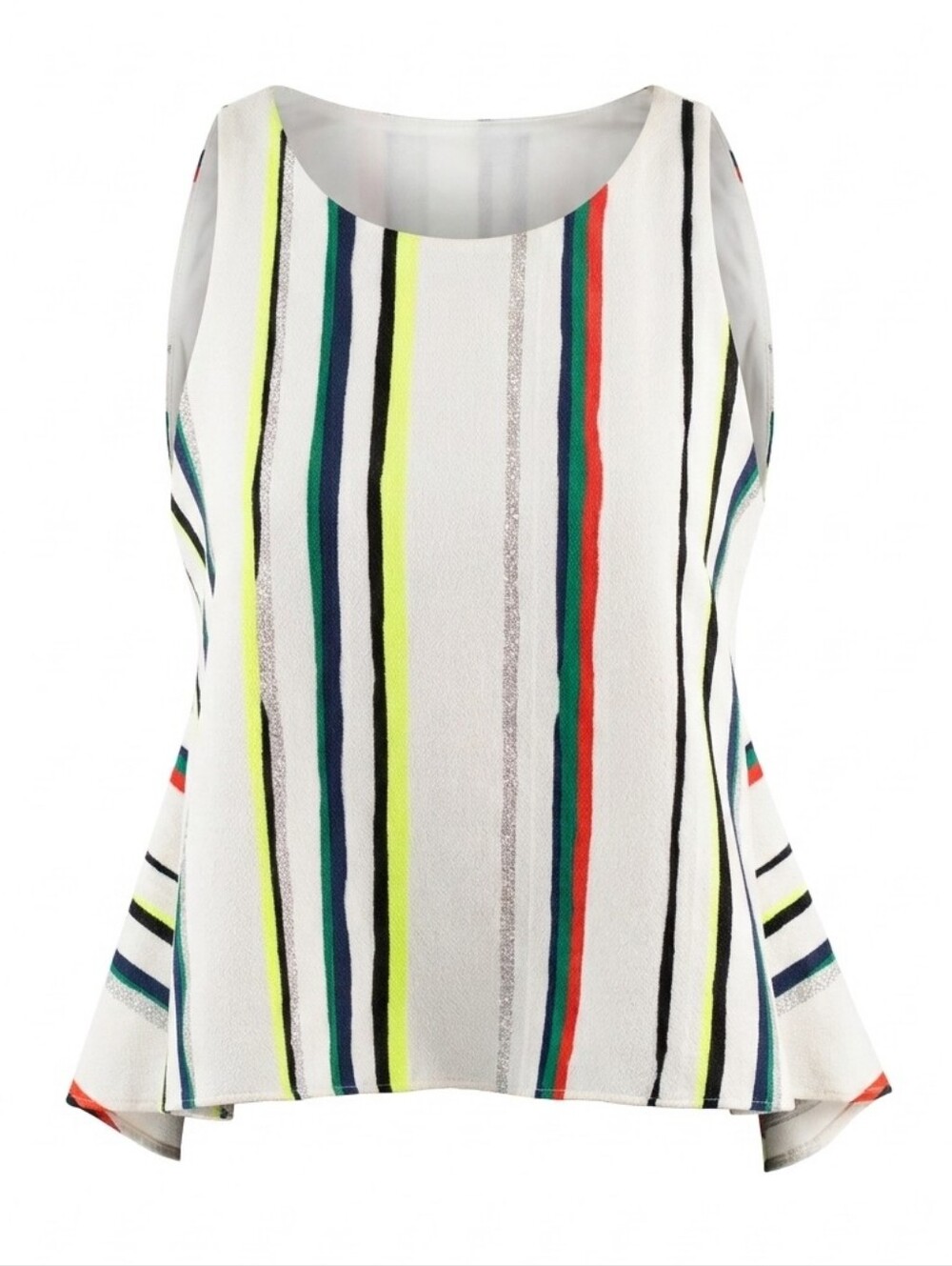 Milly New York High Low Metallic Stripe Open Back Peplum Tank Top Size 4 White